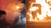 Anadolu Otoyolu'nda Tavuk Eti Taşıyan TIR Alevlere Teslim Oldu