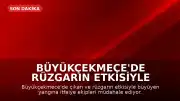 Büyükçekmece'de Rüzgarın Etkisiyle Büyüyen Yangına Müdahale Ediliyor
