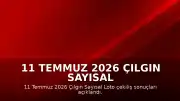 11 Temmuz 2026 Çılgın Sayısal Loto Çekiliş Sonuçları Açıklandı