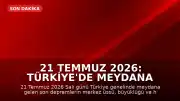 21 Temmuz 2026: Türkiye'de Meydana Gelen Son Depremler