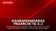 Kahramanmaraş Pazarcık'ta 4.2 Büyüklüğünde Deprem Meydana Geldi