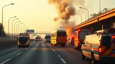 TEM Otoyolu'nda Yolcu Otobüsü Alev Aldı