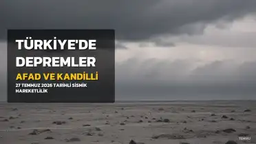 27 Temmuz 2026'da Türkiye'de Çeşitli Büyüklüklerde Depremler Kaydedildi