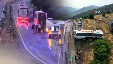 Kırıkkale'de Otobüsün Şarampole Devrildiği Kaza Kamerada: 1 Ölü