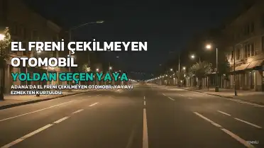 Adana'da El Freni Çekilmeyen Otomobil Yayayı Ezmeden Başka Araca Çarptı
