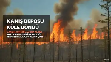 Akşehir'de Göl Kenarındaki Kamış Deposu Küle Döndü