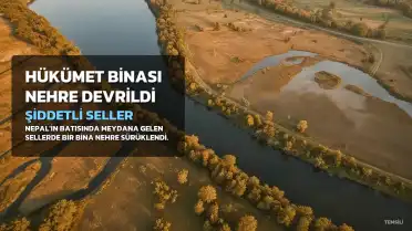 Nepal'de Sel Nedeniyle Hükümet Binası Nehre Devrildi