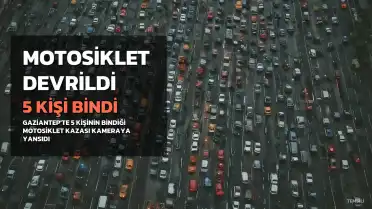 Gaziantep'te 5 Kişinin Binerek Tehlikeli Yolculuk Yaptığı Motosiklet Devrildi