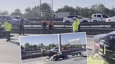 D-100 Karayolu'nda Trafik Kazası: Otomobil Takla Attı