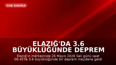Elazığ'da 3.6 büyüklüğünde deprem meydana geldi