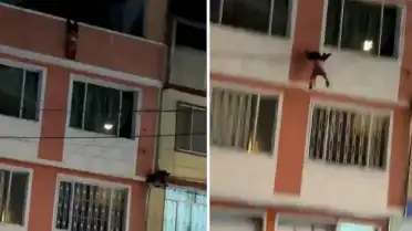 Kolombiya'da Bebek Balkondan Sarktı, Mahalleli Kurtardı