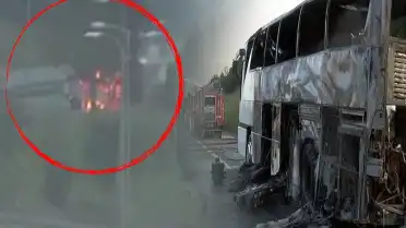 Tuzla'da Tur Otobüsü Motor Kısmından Alev Aldı: 43 Yolcu Tahliye Edildi