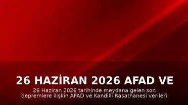 26 Haziran 2026 AFAD ve Kandilli Verileriyle Son Depremler