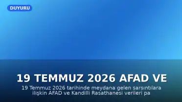 19 Temmuz 2026 AFAD ve Kandilli Verileri: Son Depremler Hakkında Bilgiler