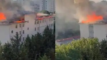 Beylikdüzü'nde Bir Okulun Çatısında Yangın Çıktı