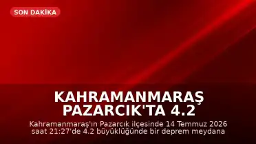 Kahramanmaraş Pazarcık'ta 4.2 Büyüklüğünde Deprem Meydana Geldi