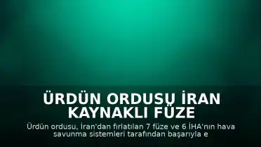 Ürdün Ordusu İran Kaynaklı Füze ve İHA Saldırılarını Engelledi