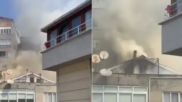 Kağıthane'de 4 Katlı Binanın Çatısında Çıkan Yangın Söndürüldü