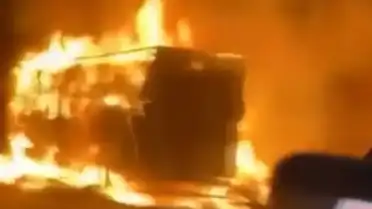 Kuzey Marmara Otoyolu'nda Saman Yüklü TIR'da Yangın Paniği