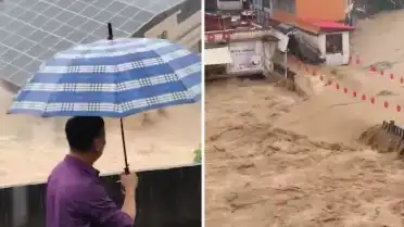 Çin'de Sel Felaketi: Evin Yıkılma Anı Kameraya Yansıdı