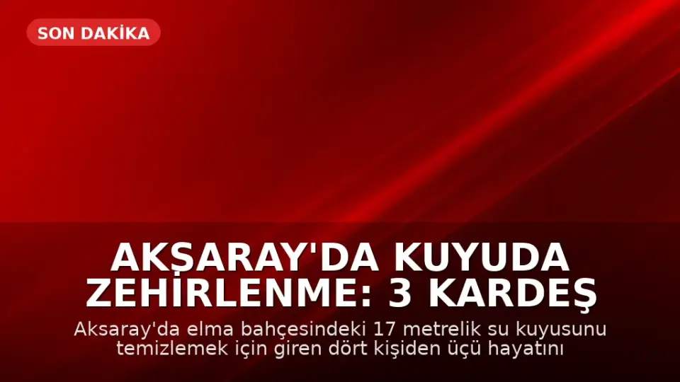 Aksaray'da Kuyuda Zehirlenme: 3 Kardeş Hayatını Kaybetti