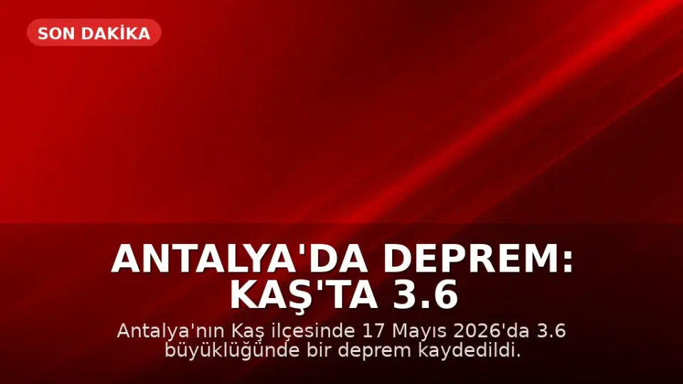 Antalya'da Deprem: Kaş'ta 3.6 Büyüklüğünde Sarsıntı