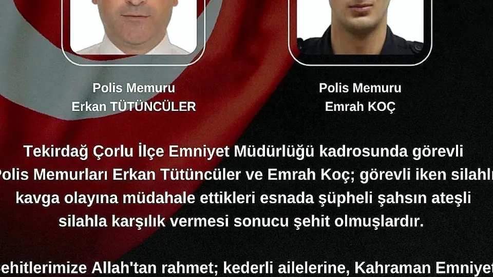 Çorlu'da Görev Başındaki İki Polis Memuru Şehit Oldu