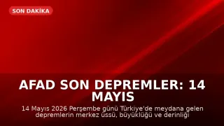 AFAD Son Depremler: 14 Mayıs 2026 Tarihinde Türkiye'de Meydana Gelen Sarsıntılar