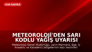 Meteoroloji'den Sarı Kodlu Yağış Uyarısı