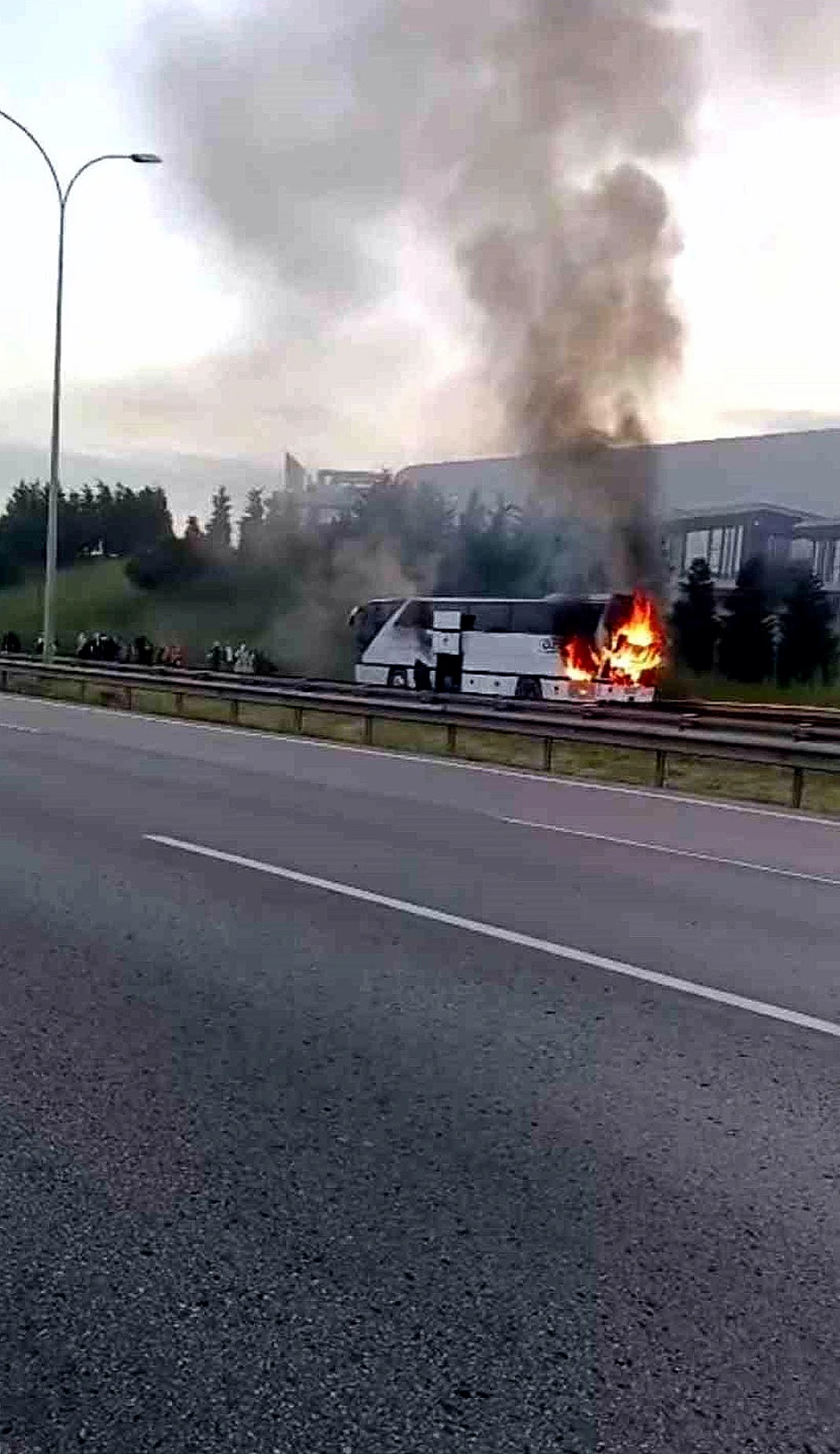 TEM Otoyolu'nda Yolcu Otobüsü Alev Aldı