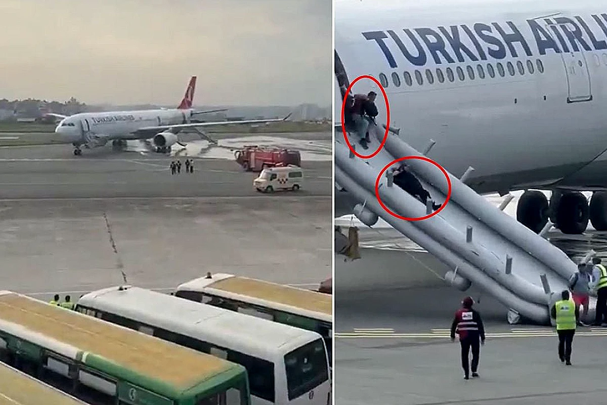 THY uçağında iniş sırasında yangın paniği: Yolcular tahliye edildi